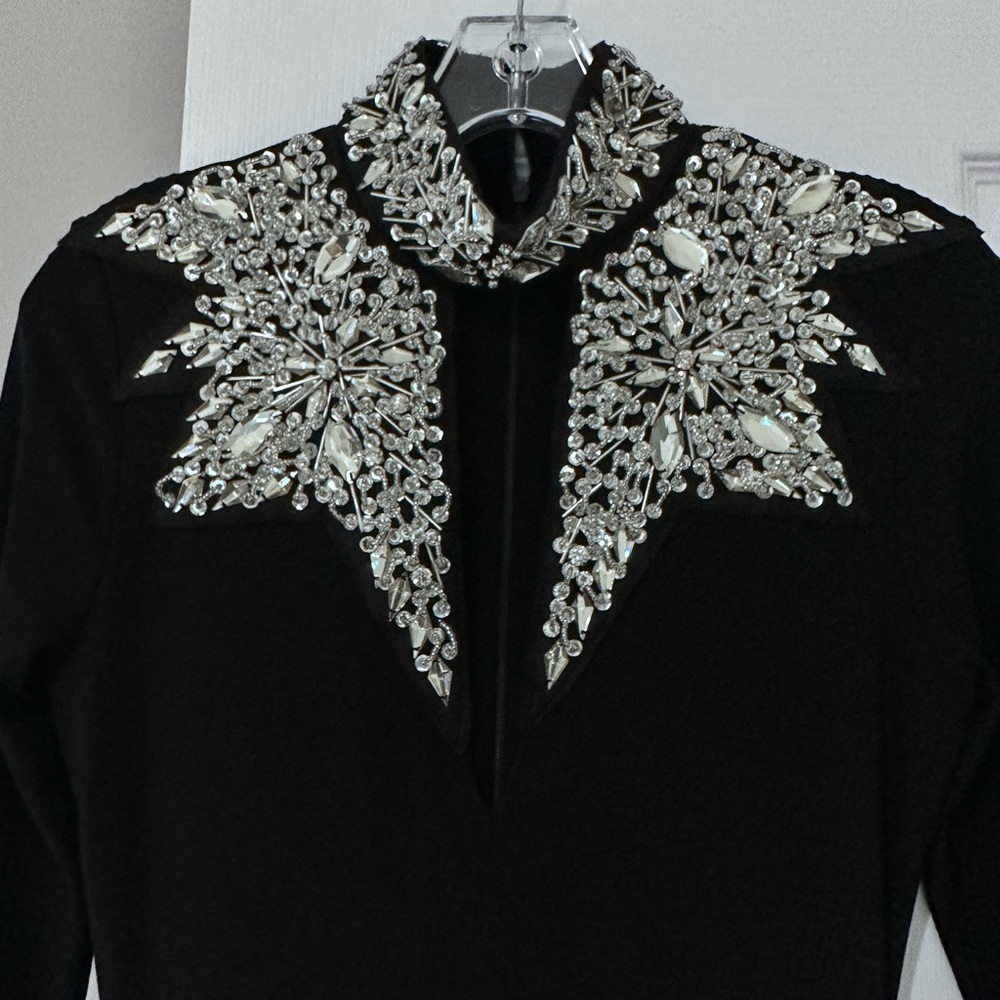 Midi black dress with silver sequin